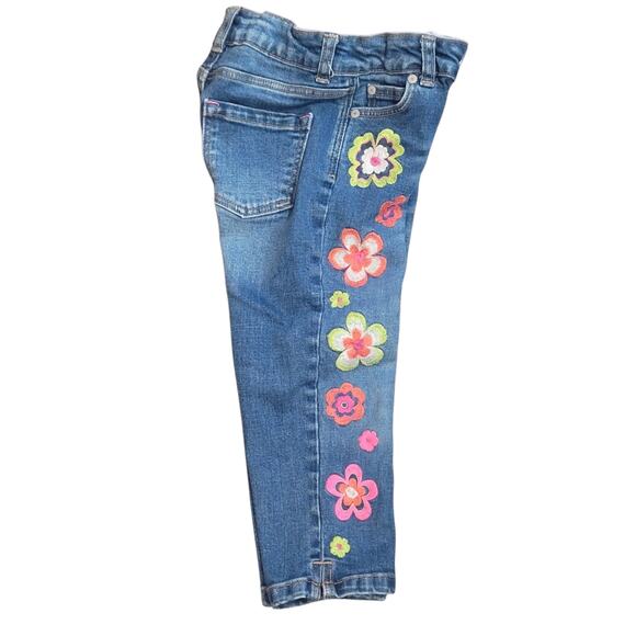 Mini Boden Denim Cropped Flower Embroidered Jeans Girls 7y - Picture 9 of 12